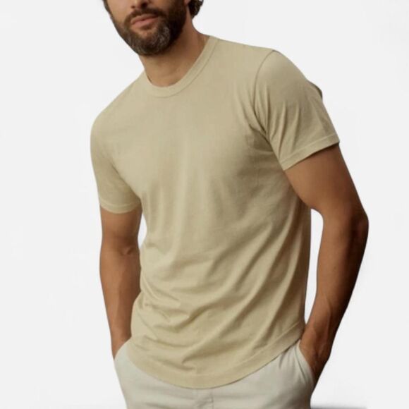Buck Mason Curved Hem Tee – Cream Men’s Small, Minimalist Americana - Picture 3 of 8